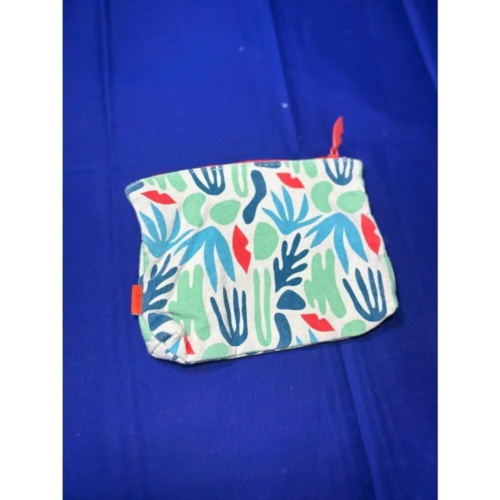 ipsy Coral-Red Printed Cosmetic Pouch